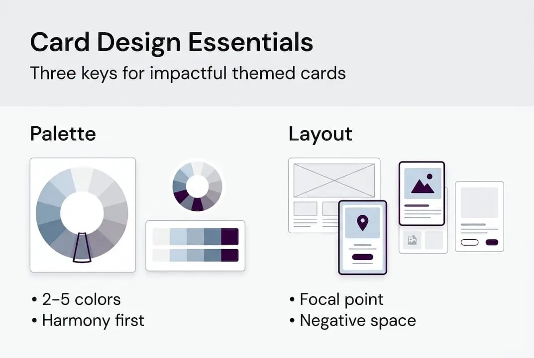 Infographic of themed card design essentials