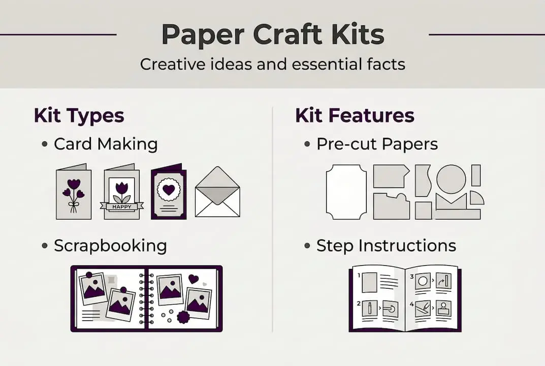 Infographic showing basic paper craft kit types and features