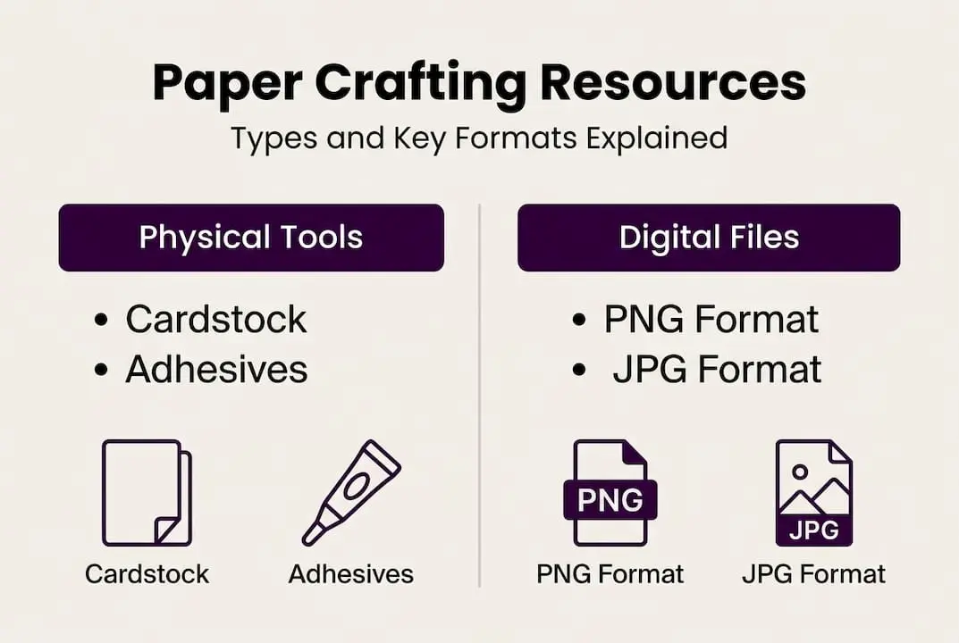 Infographic comparing physical and digital crafting resources