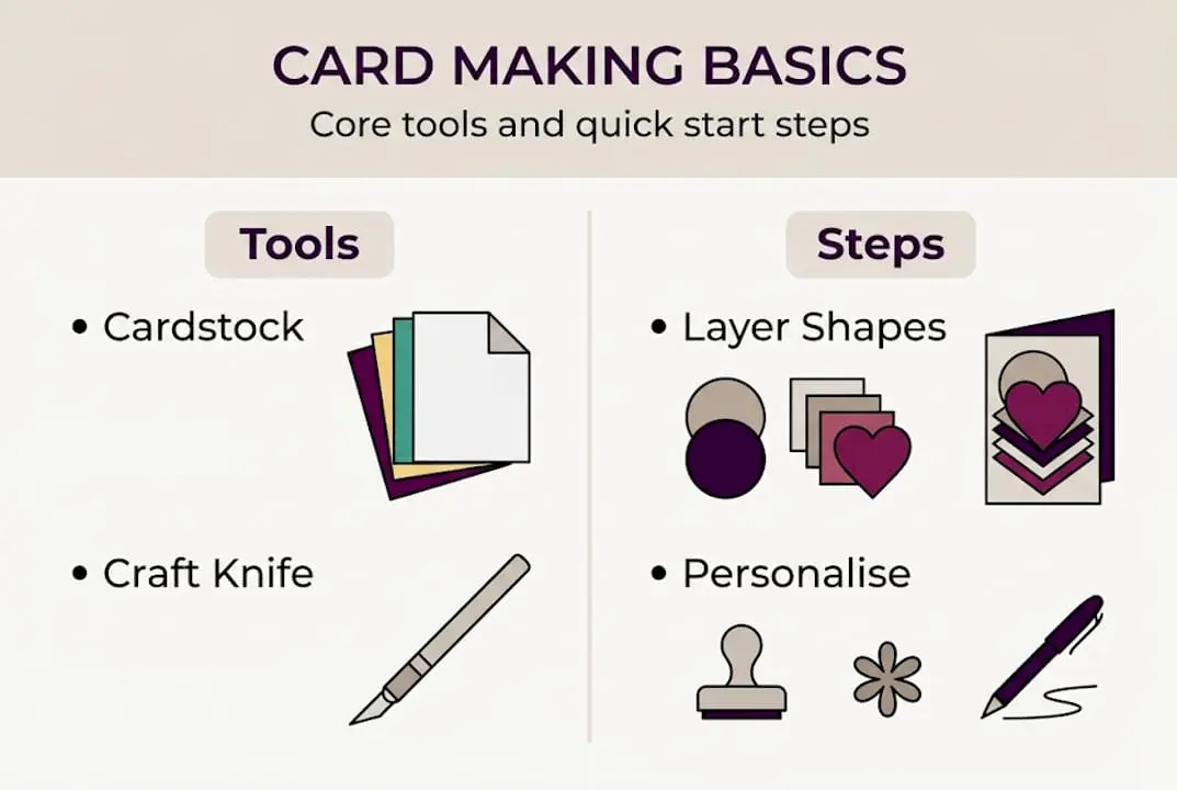 Infographic of tools and steps for card making
