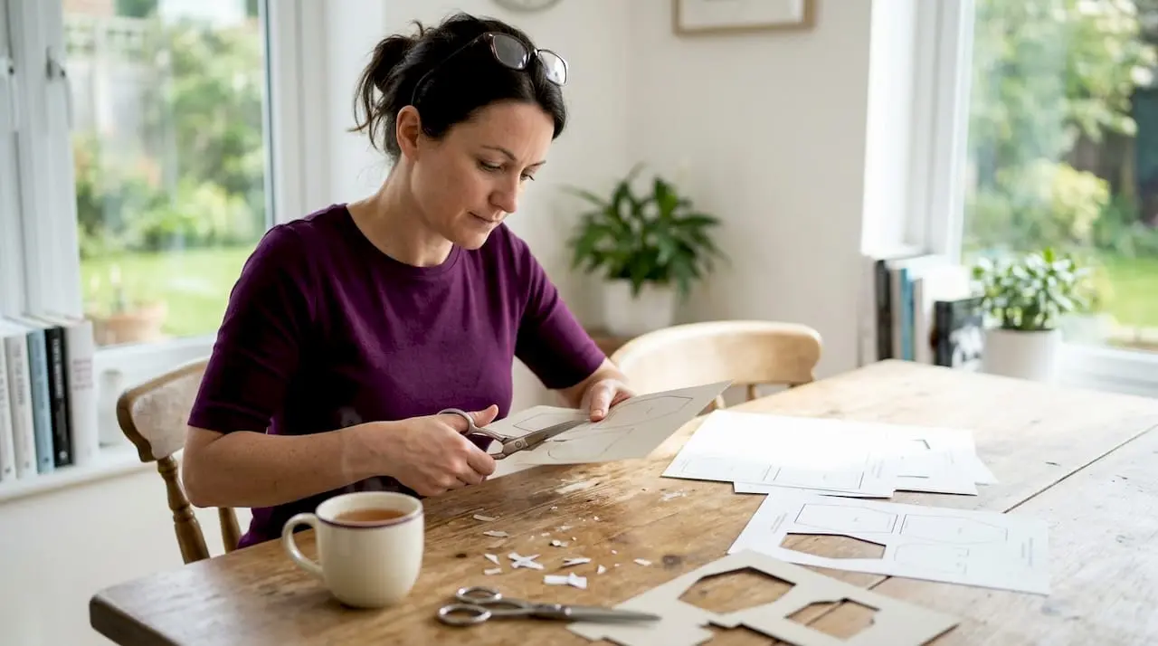 Crafter working on printed template project