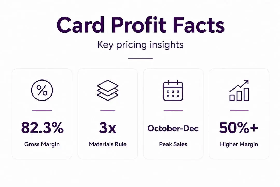 Infographic with key handmade card profit statistics