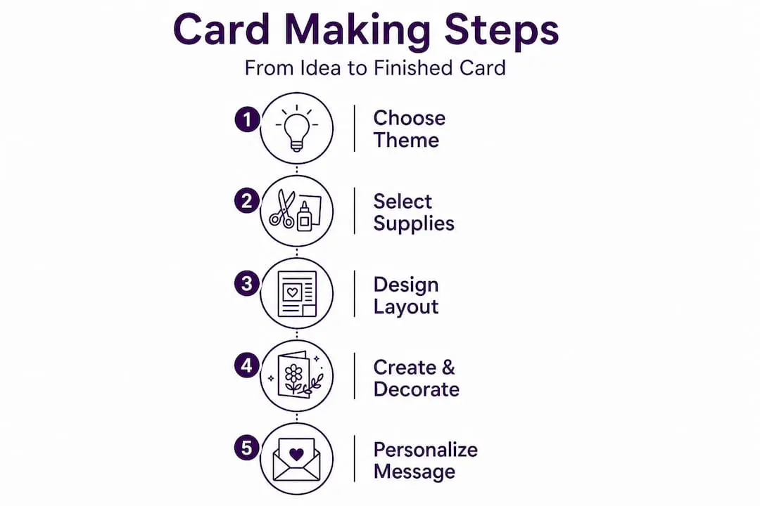Infographic showing five key card making steps