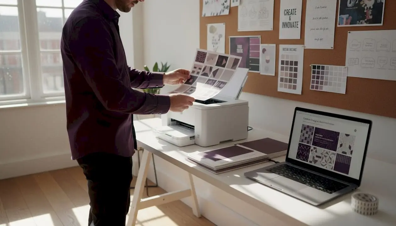 Person preparing printable design sheet