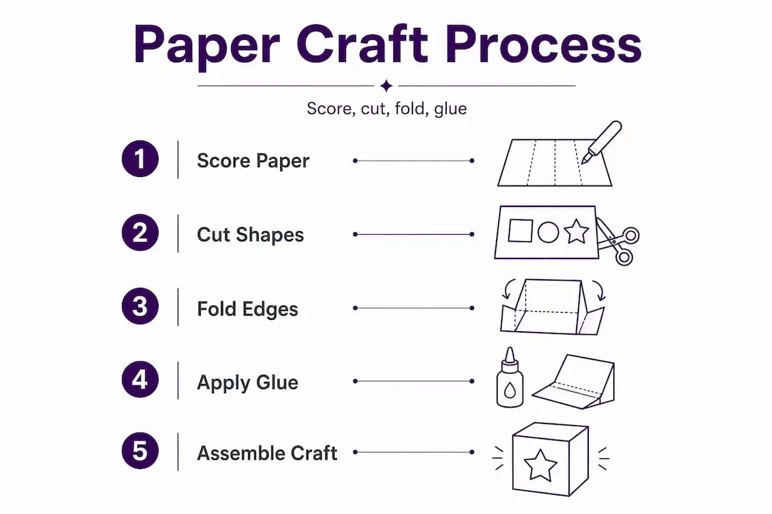 Infographic visualizing paper craft steps