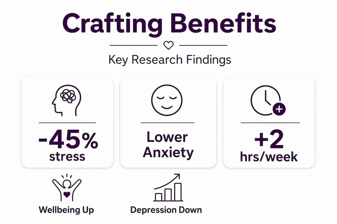 Infographic showing crafting health benefits statistics