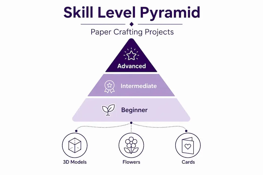 Infographic showing paper craft skill level pyramid