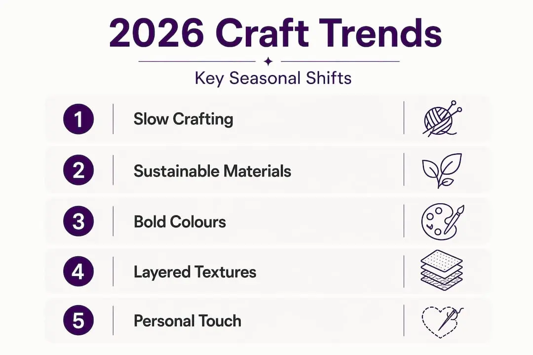 Infographic showing top 2026 craft trend steps