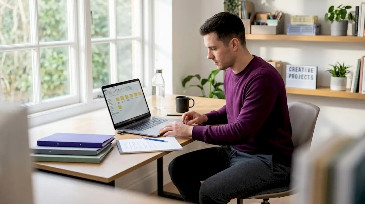 Organizing printable craft files on laptop