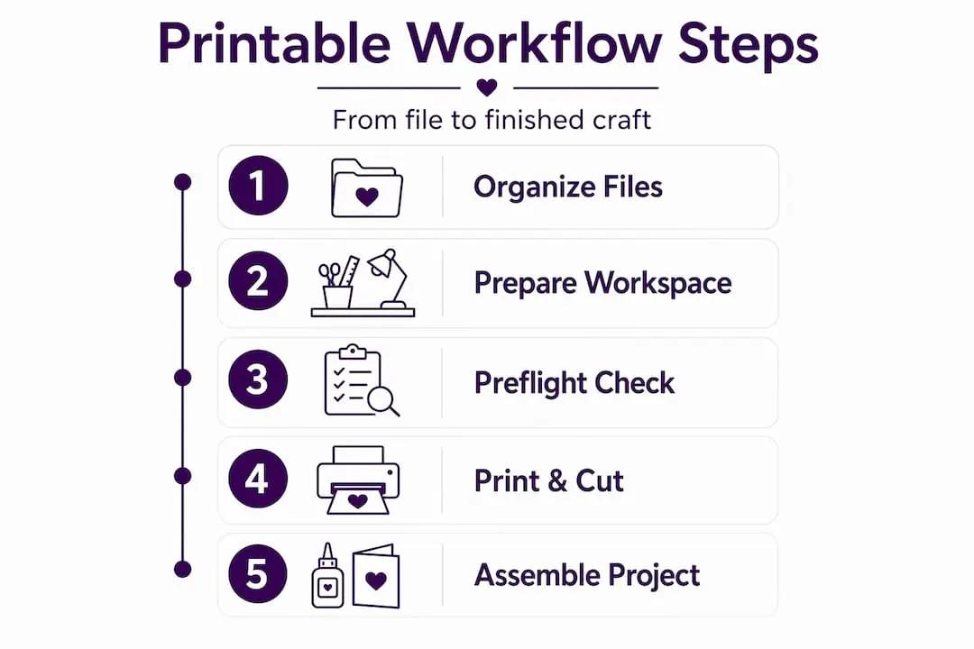 Infographic of steps in printable crafting workflow
