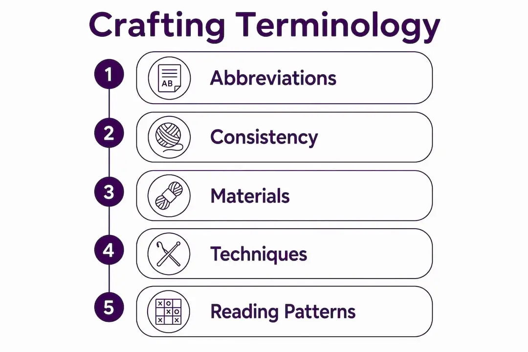 Infographic showing crafting terminology steps