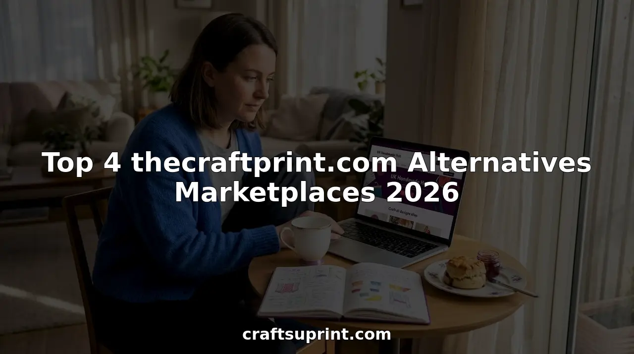 Person browsing craft marketplace on laptop at home