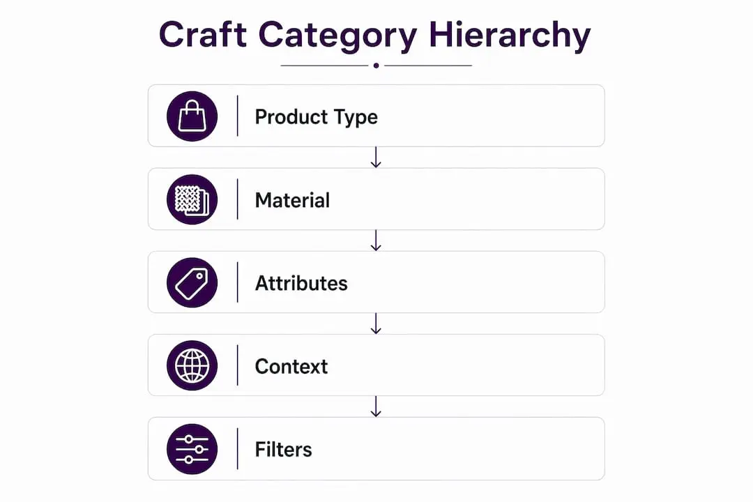 Infographic showing craft product category hierarchy