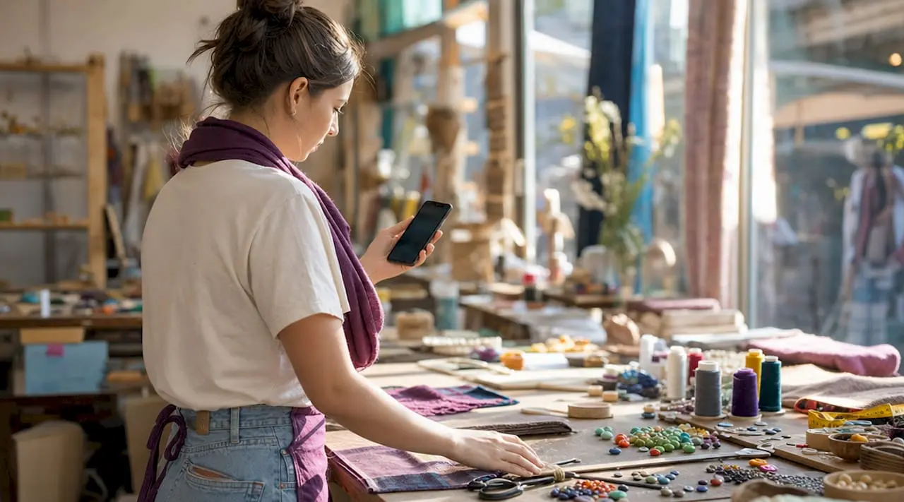 Crafter using smartphone sharing projects