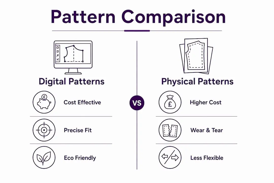Infographic comparing digital and physical paper patterns