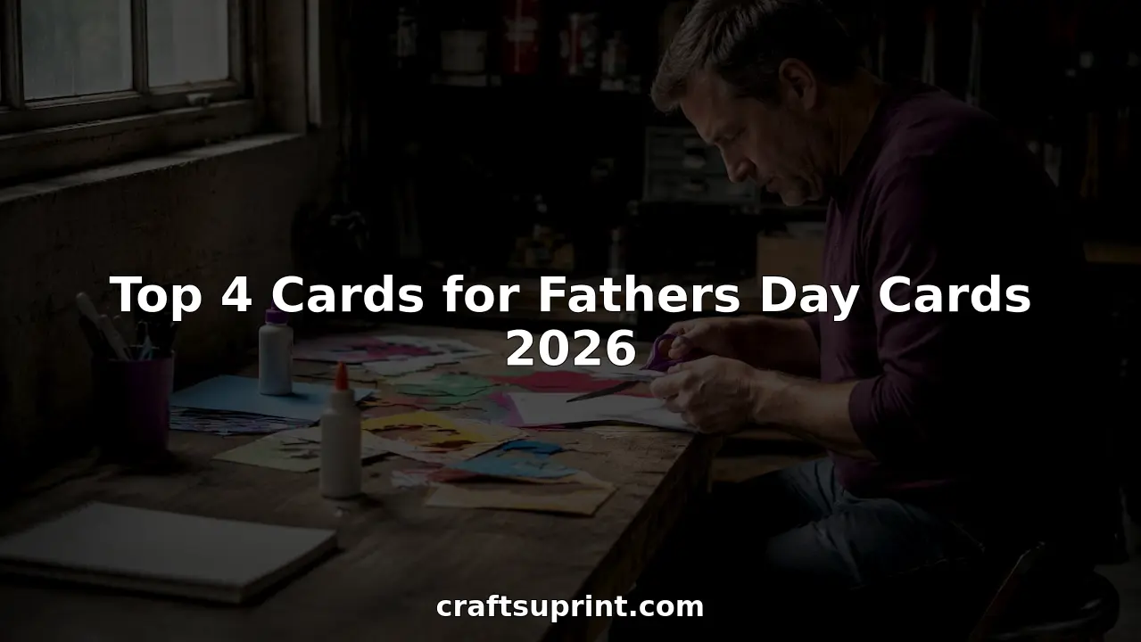 Man making handmade Fathers Day cards at home table