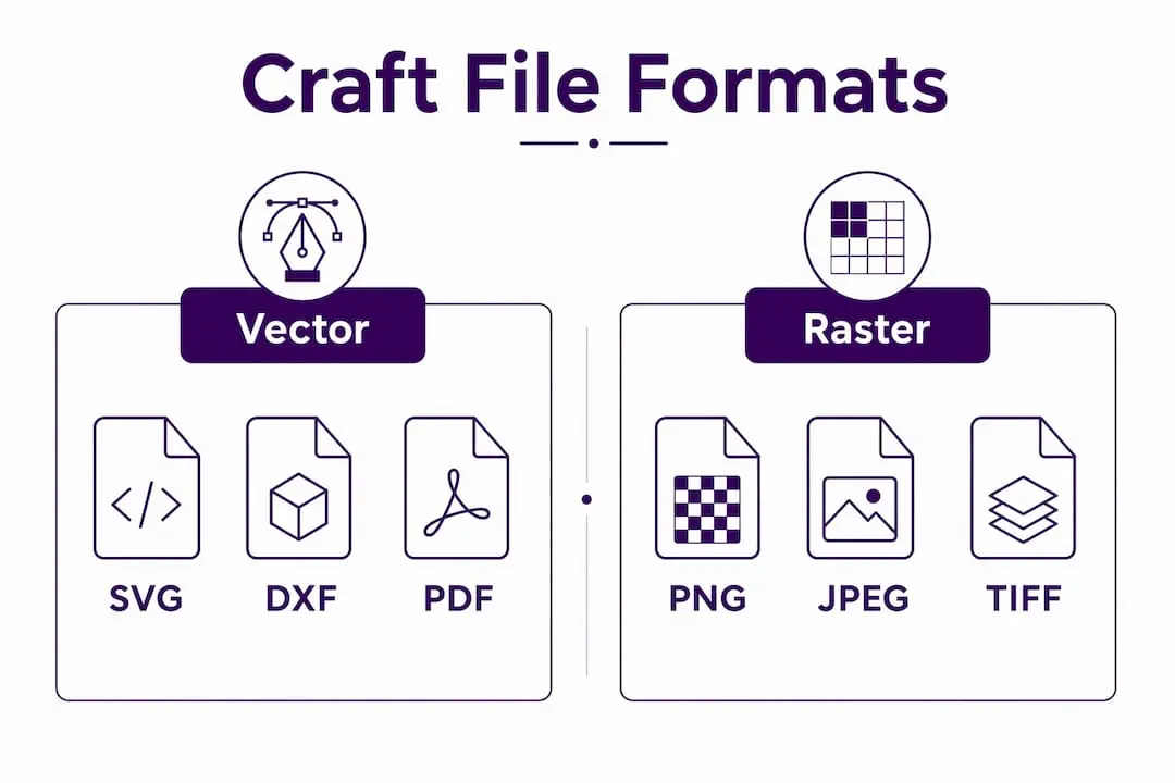 Infographic comparing vector and raster craft file formats