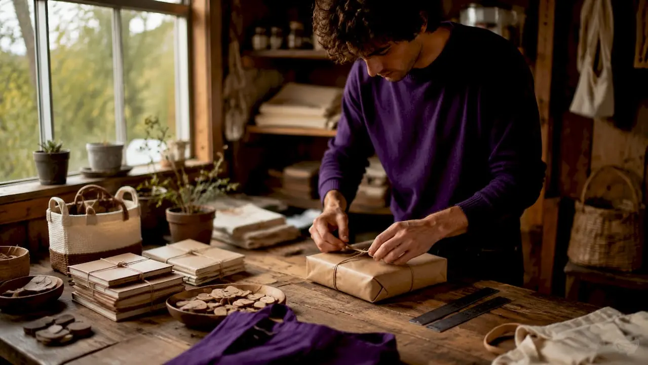 Craftsperson preparing eco-friendly products in studio