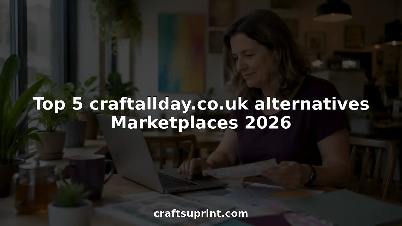 Woman browsing online craft marketplace at home