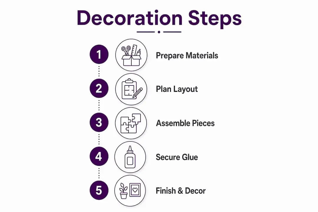 Step-by-step infographic of handmade decoration process