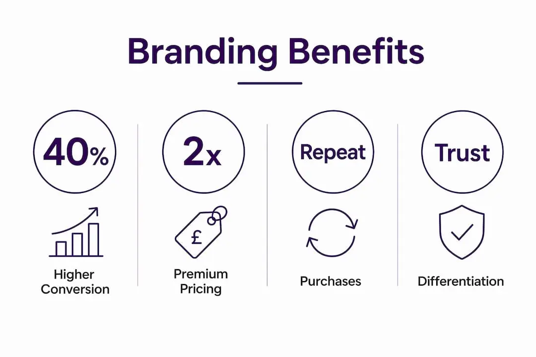 Infographic illustrating key benefits of branding for craft designers