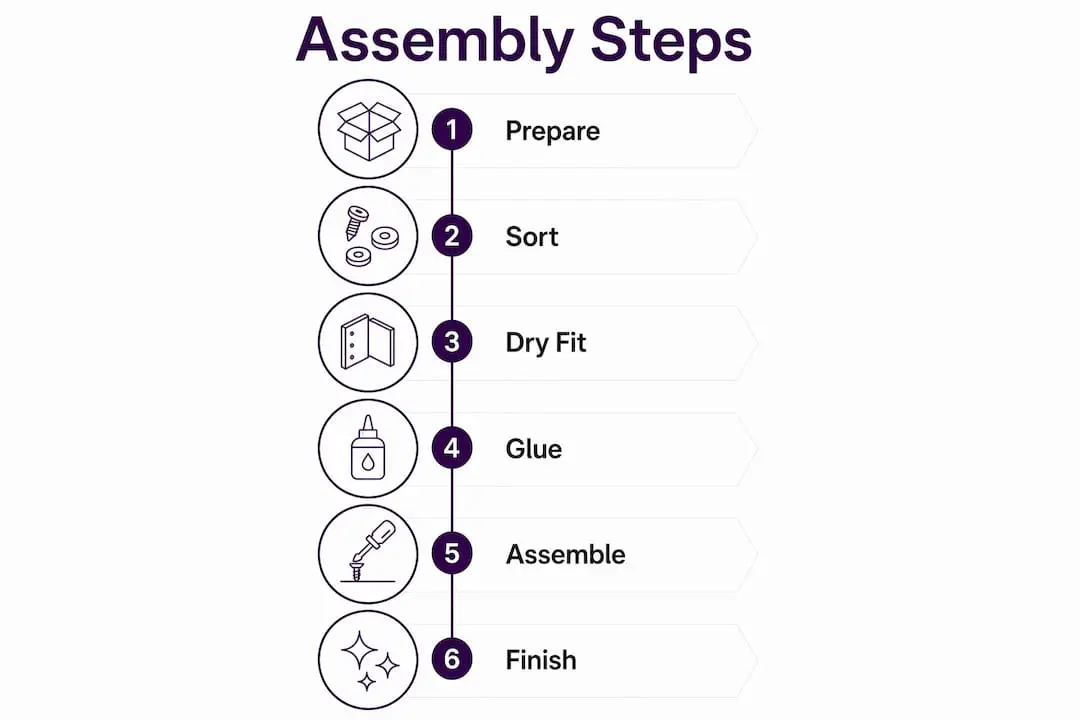 Visual step-by-step craft kit assembly process
