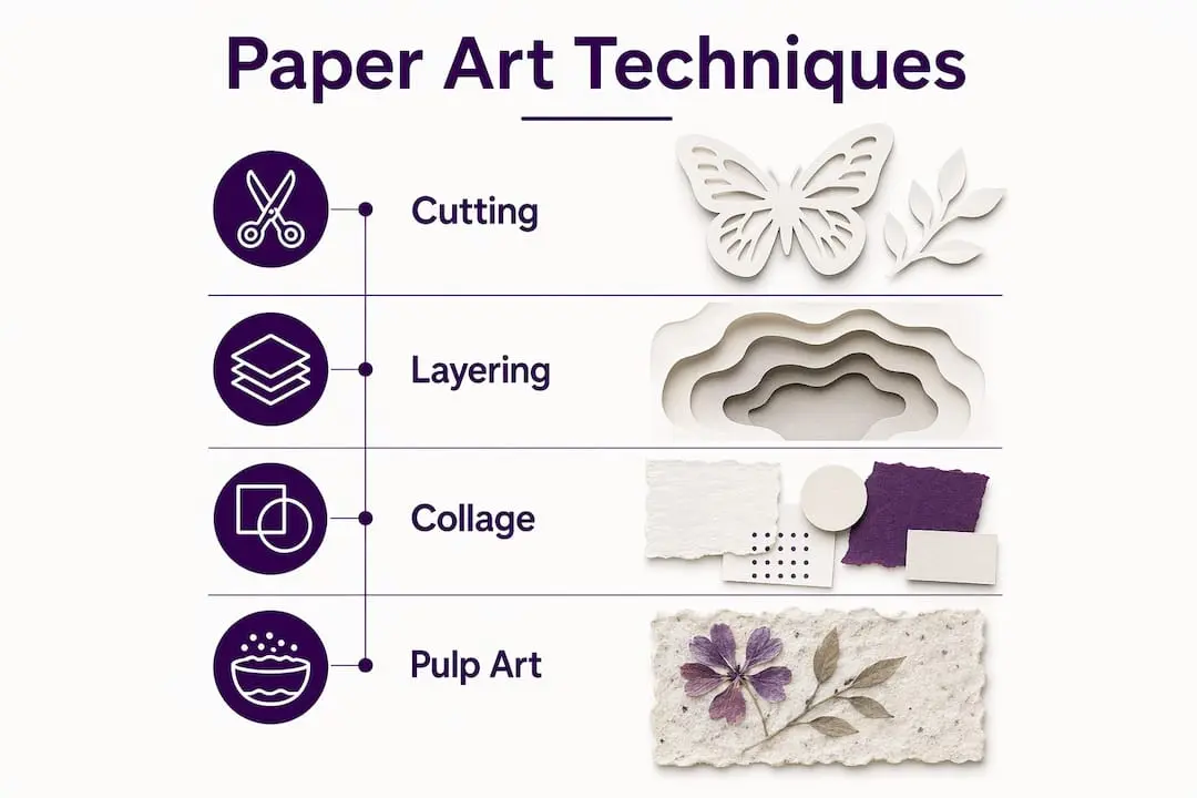 Infographic illustrating main paper art techniques