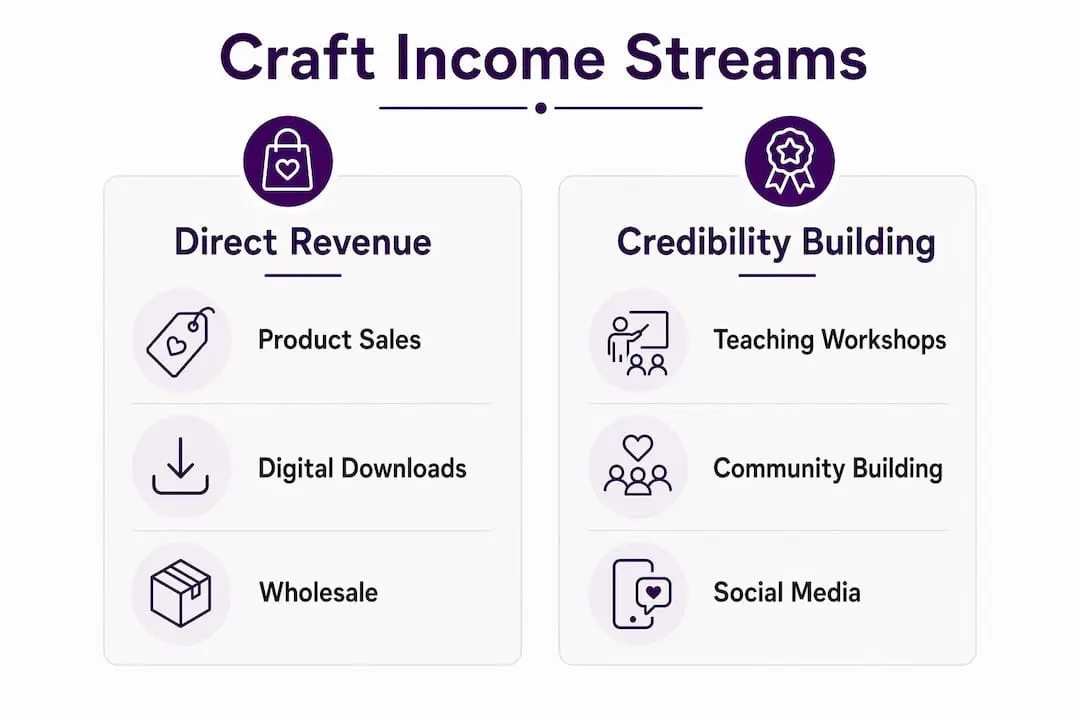 Infographic comparing direct revenue and credibility-building craft income streams