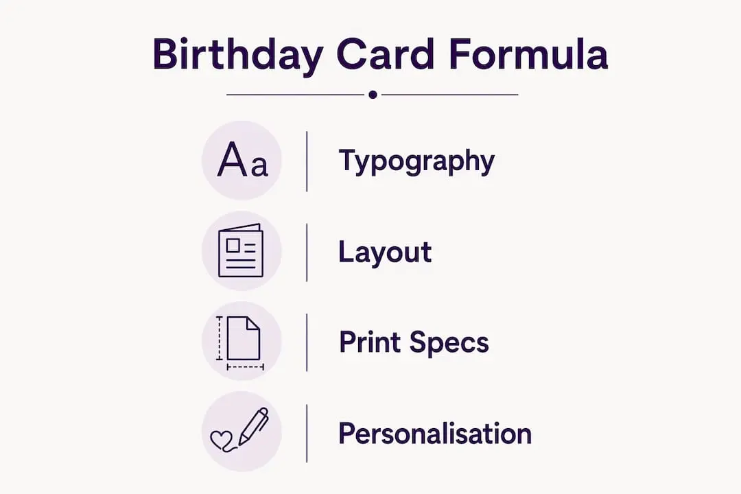 Infographic illustrating birthday card design steps
