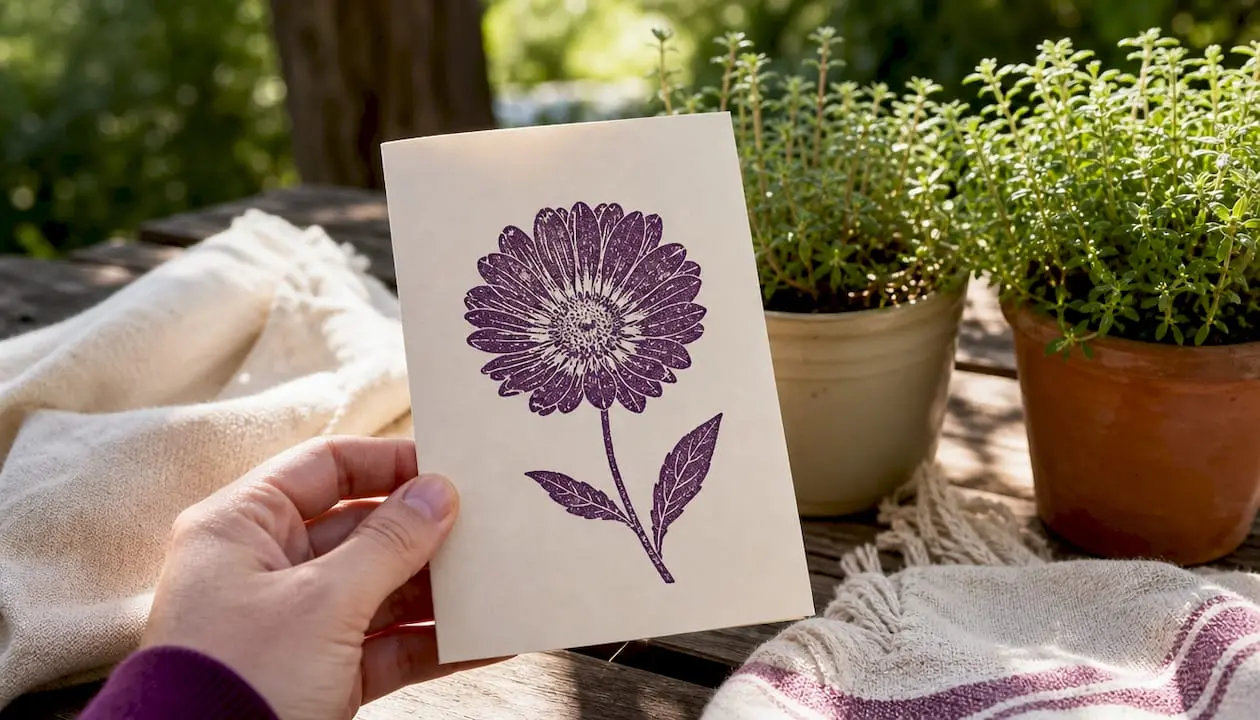 Close-up of clean card with single focal image