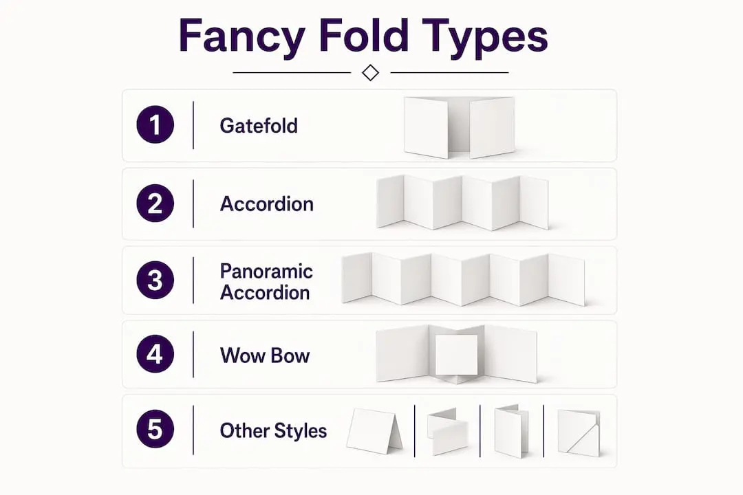 Infographic showing main types of fancy fold cards