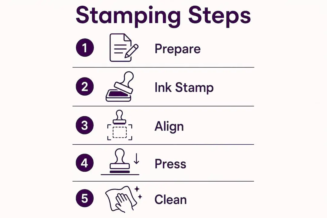Infographic outlining stamping steps