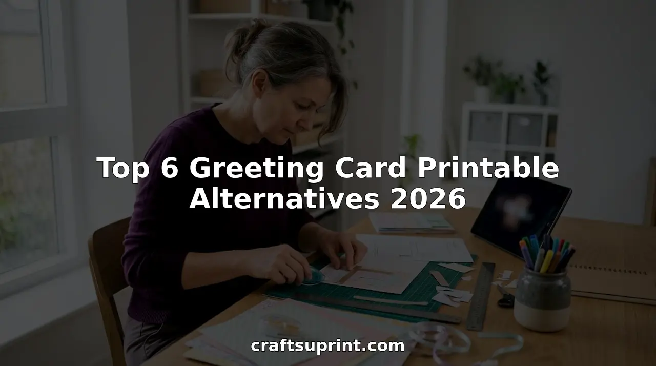 Hobby crafter assembling handmade greeting card at home