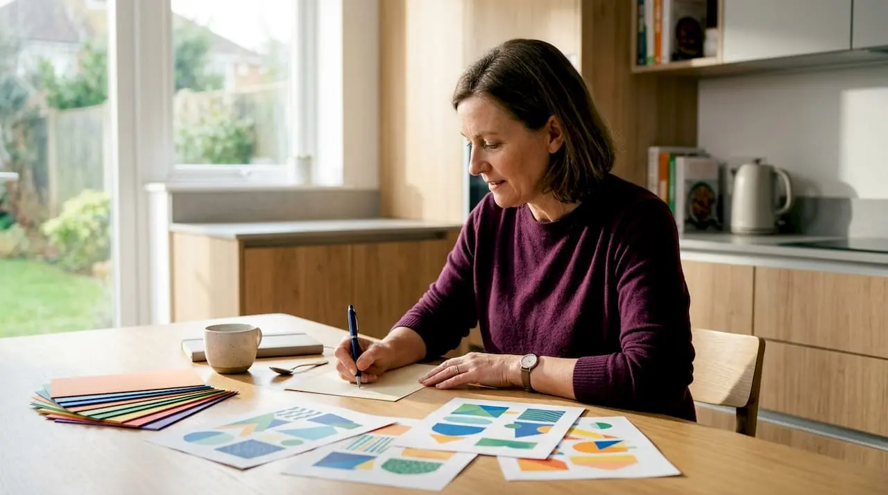 Person writing craft resource project brief at desk