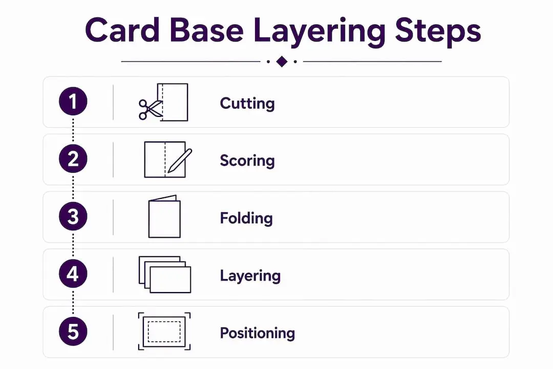 Infographic showing card base layering process steps