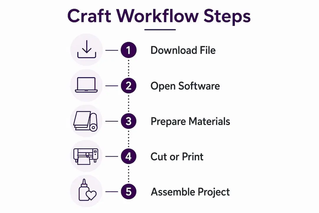 Infographic showing step-by-step digital craft workflow