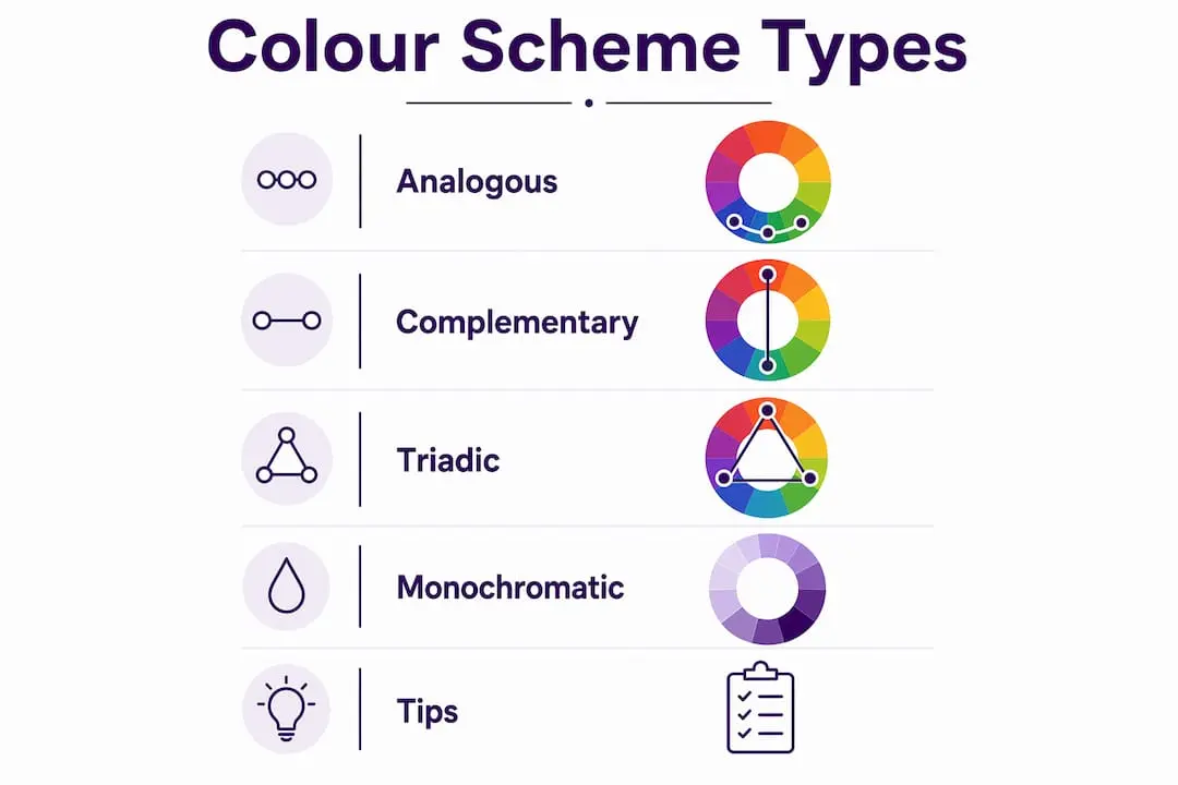 Infographic showing main card making colour schemes