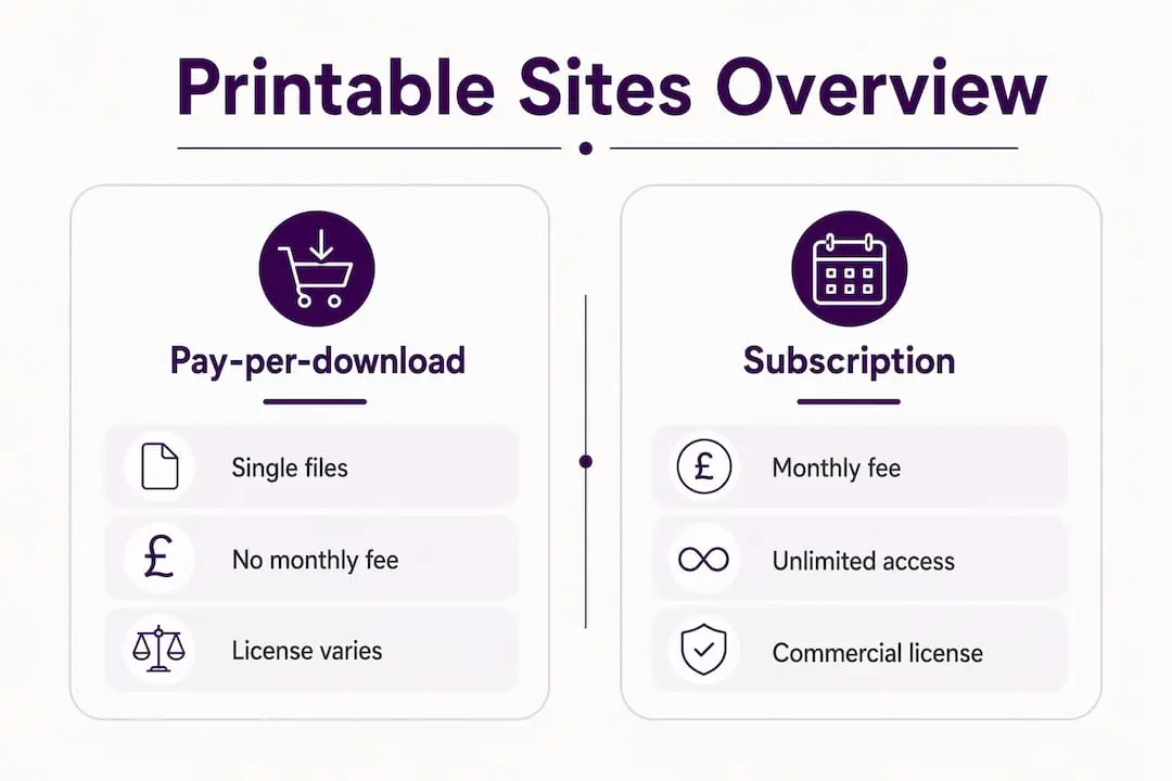 Infographic comparing pay-per-download and subscription craft sites