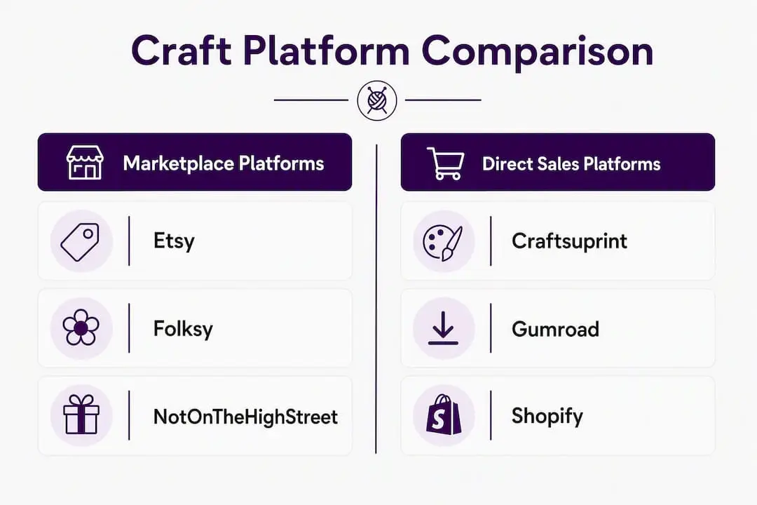 Infographic comparing UK craft selling platforms