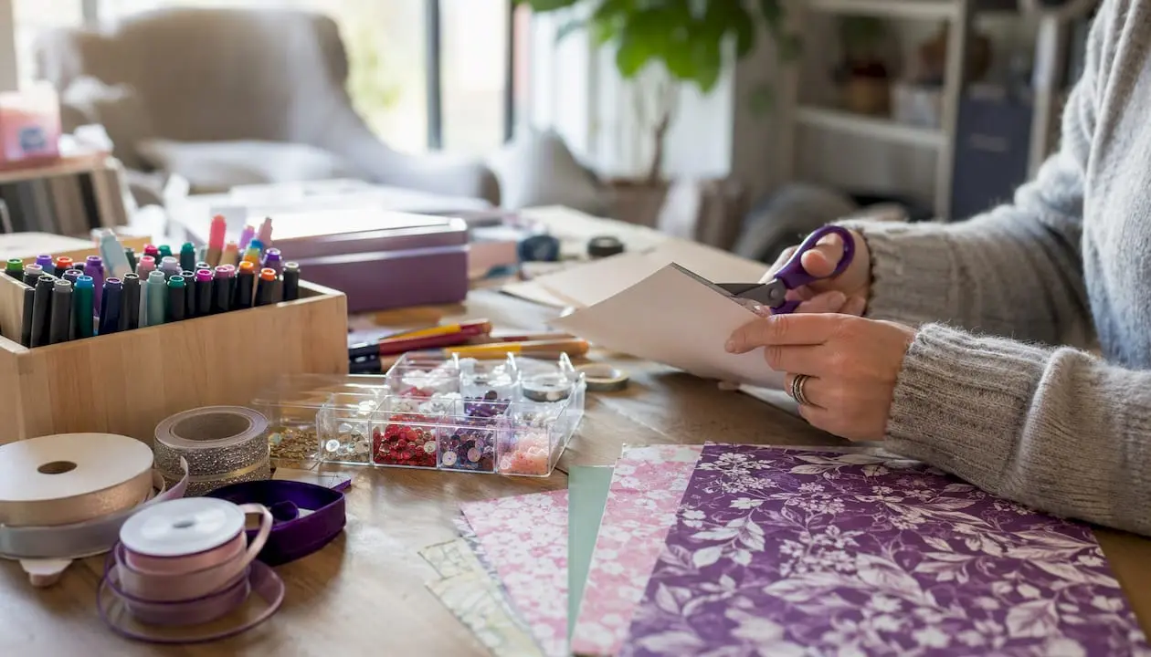 Hands folding printable craft materials