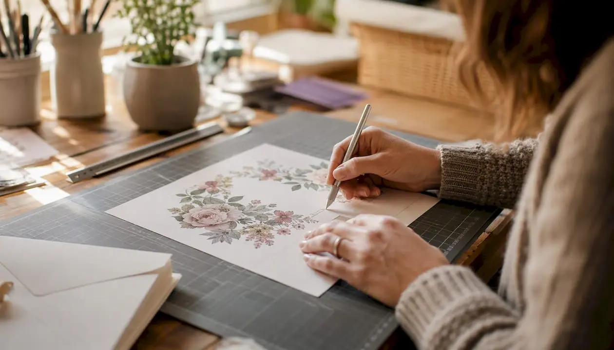 Hands folding a UK printable card
