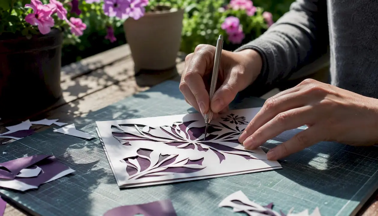 Hands cutting cardstock with craft knife