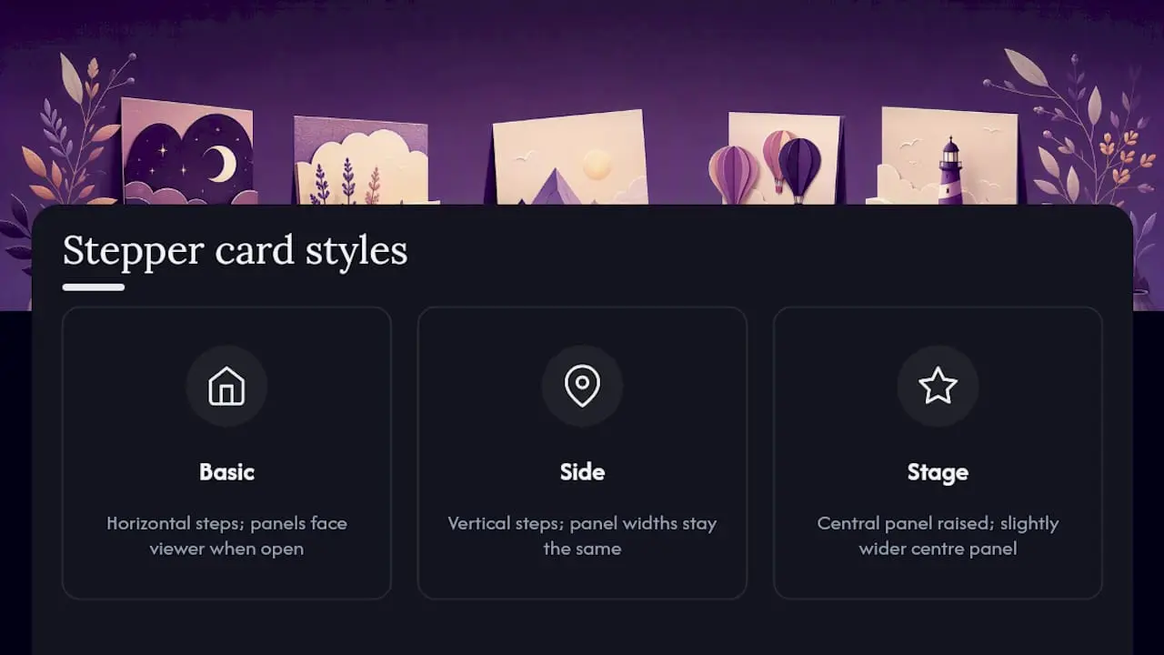 Comparison diagram of stepper card styles