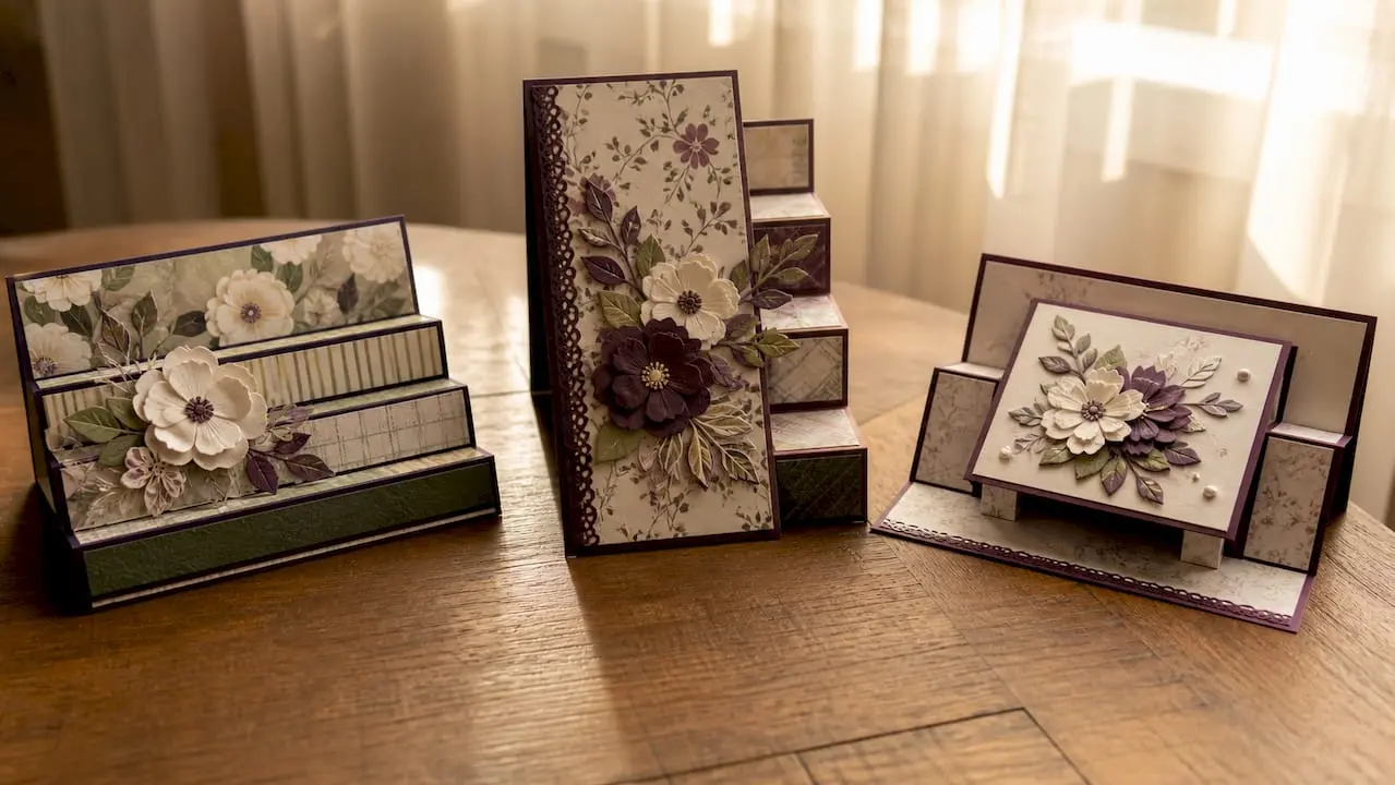 Three different stepper card style examples