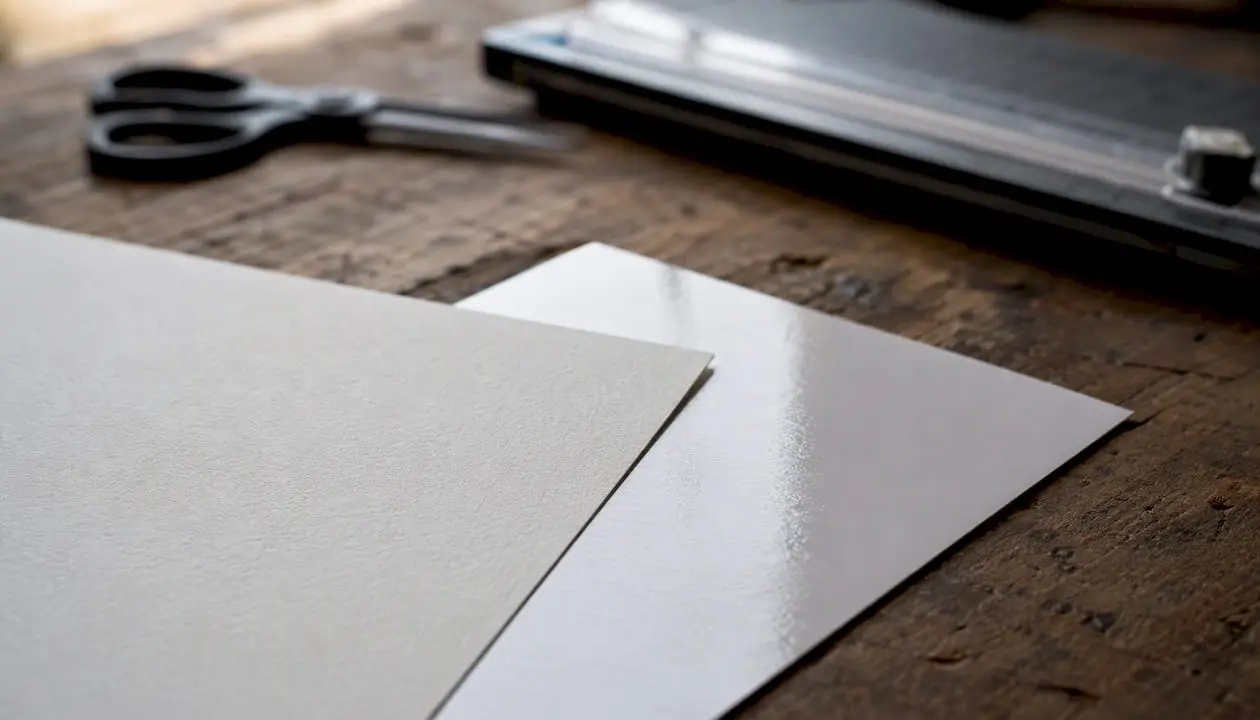 Close-up of matte and glossy cardstock textures