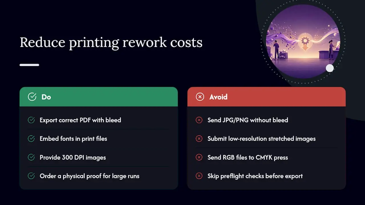 How printing costs change depending on file format — overview diagram