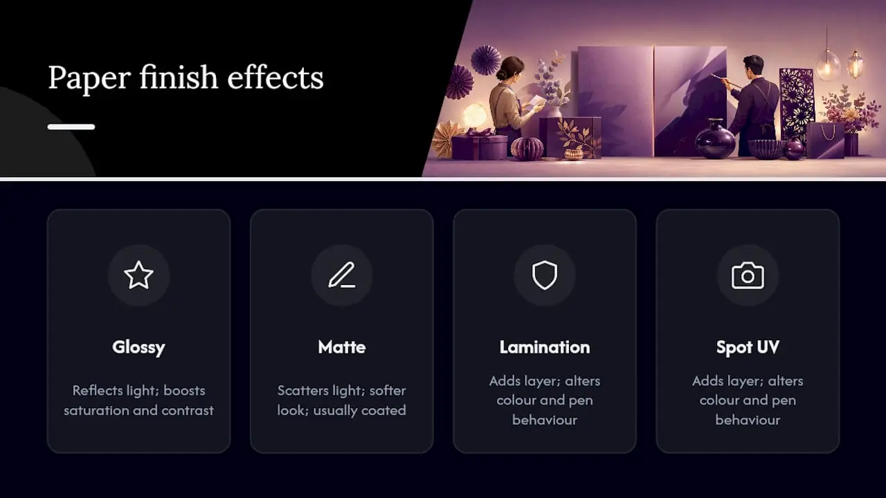 Comparison of four paper finish properties