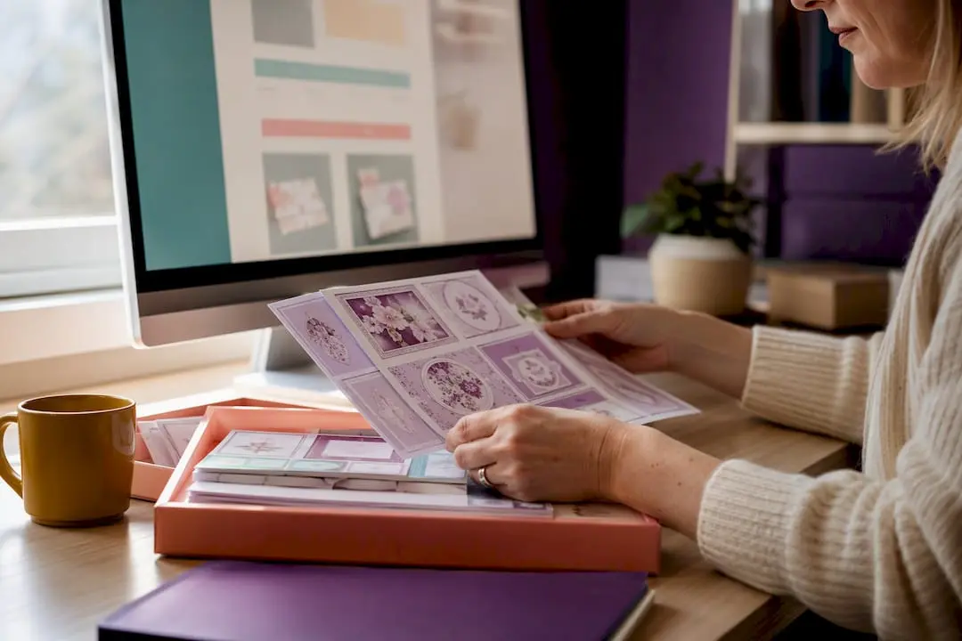 Designer preparing a printable marketplace listing