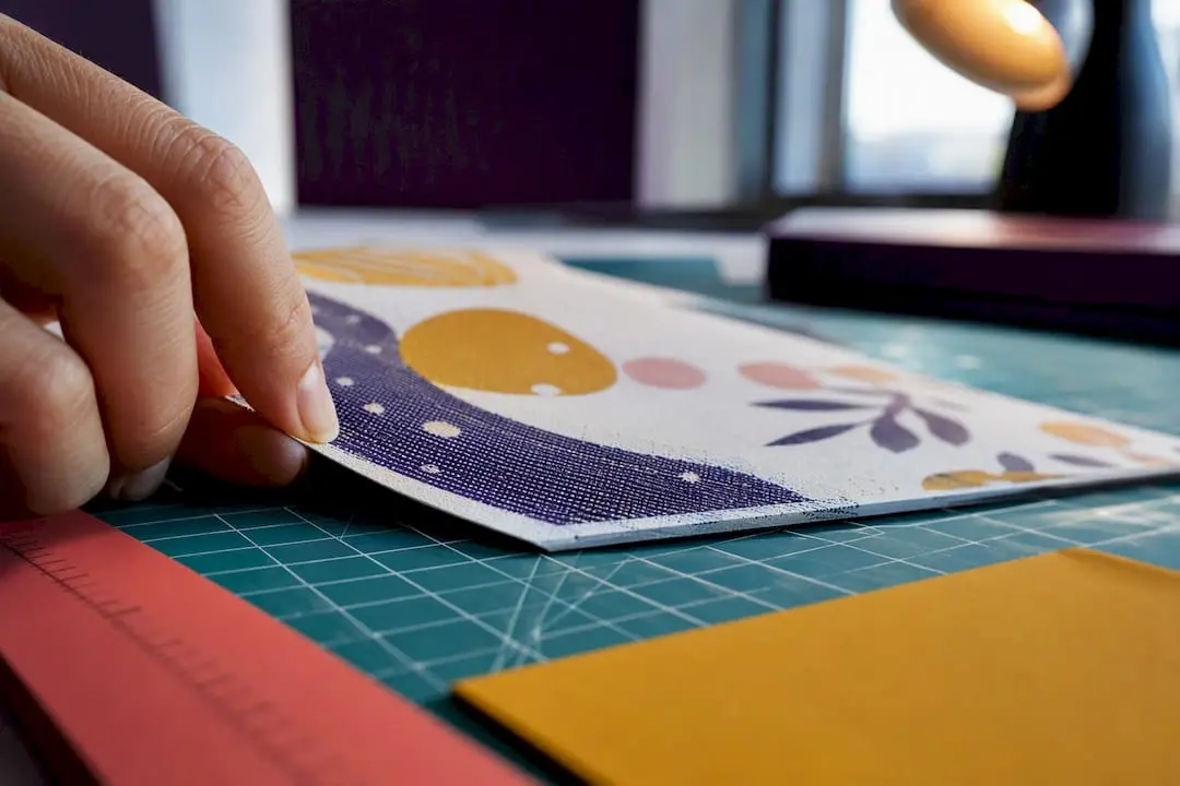 Macro view of printed dots on craft paper