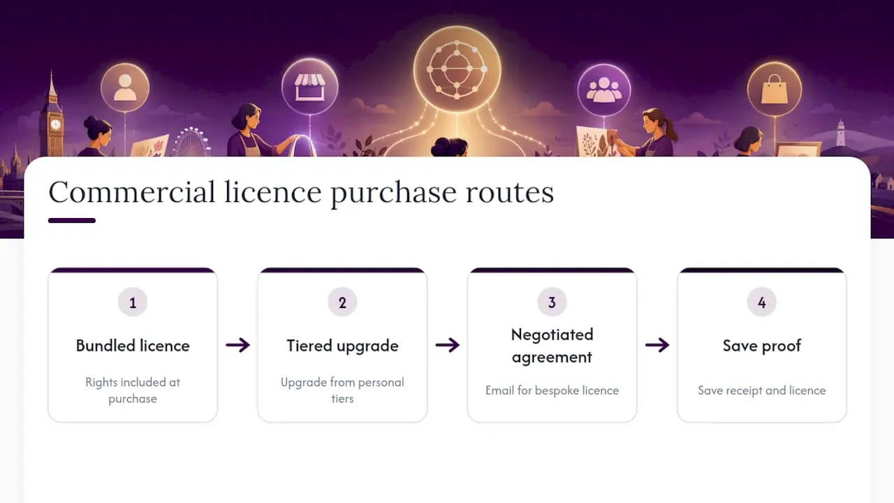 Three routes for buying commercial licences